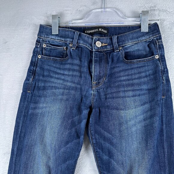 Express Barely Bootcut Jeans Womens Size 4R Mid Rise Medium Wash Stretch Blue - Picture 3 of 13